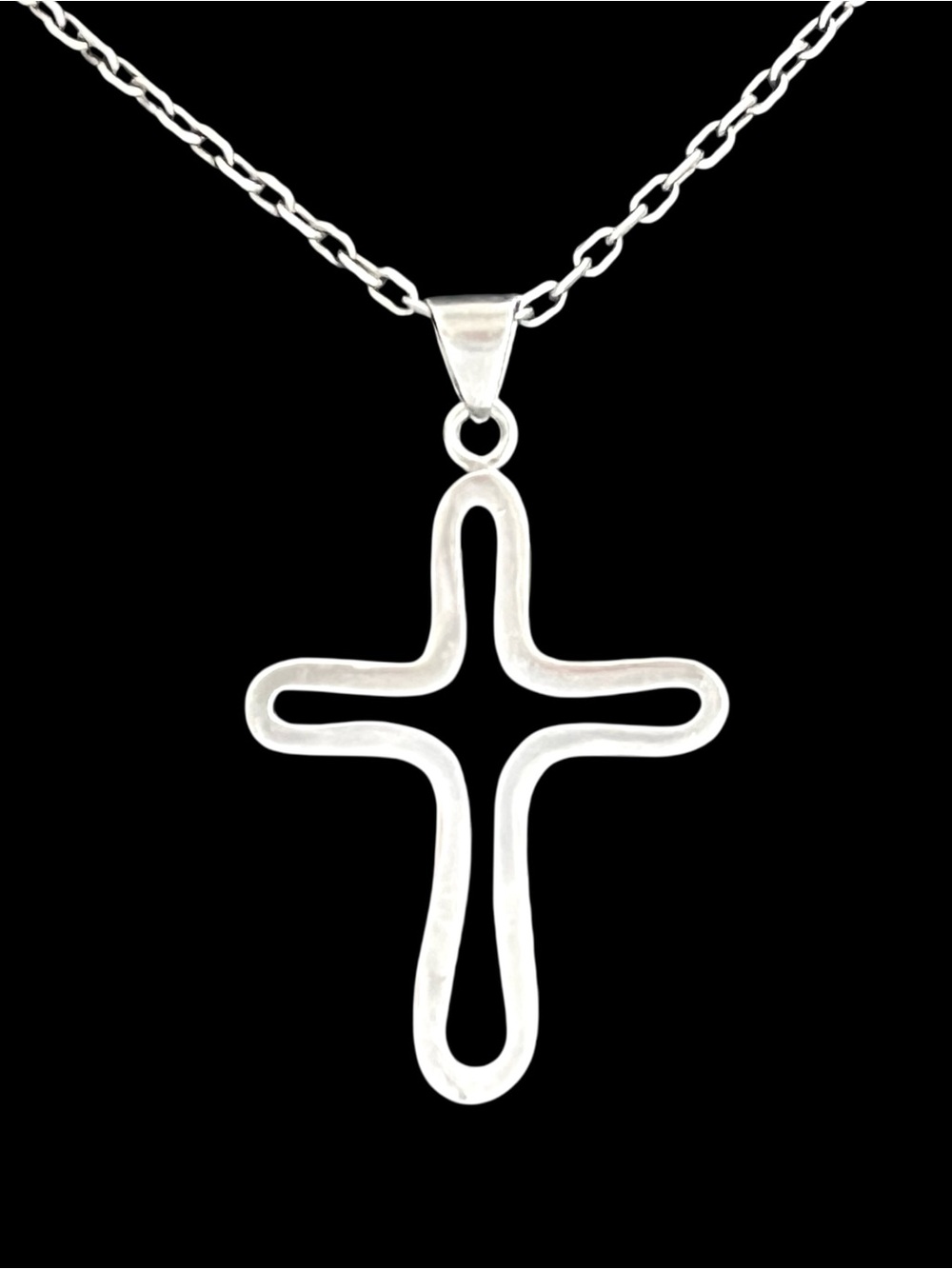 Vintage Large Taxco Mexico 925 Sterling Silver Openwork Cross Pendant - Picture 3 of 12